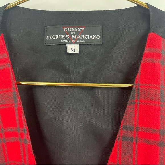 Vintage Guess by Marciano Red and Black Plaid Vest Medium - Picture 4 of 6
